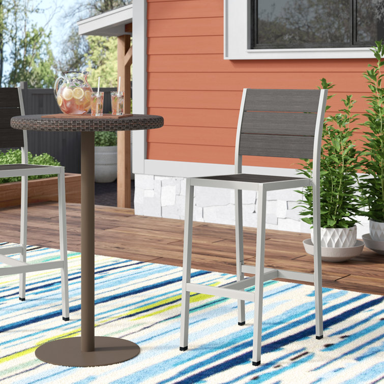 Modway Shore Aluminum Outdoor Patio Armless Bar Stool in Silver Gray